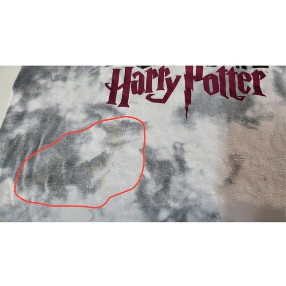 Harry Potter Graphic T-Shirt Tie Dye Top Novelty Tee Cute Ruffle Trim L - Picture 7 of 9